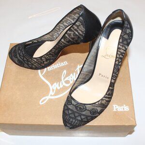 Auth Christian Louboutin Dorissima Lace 100 Dentelle Pump High Heel 38